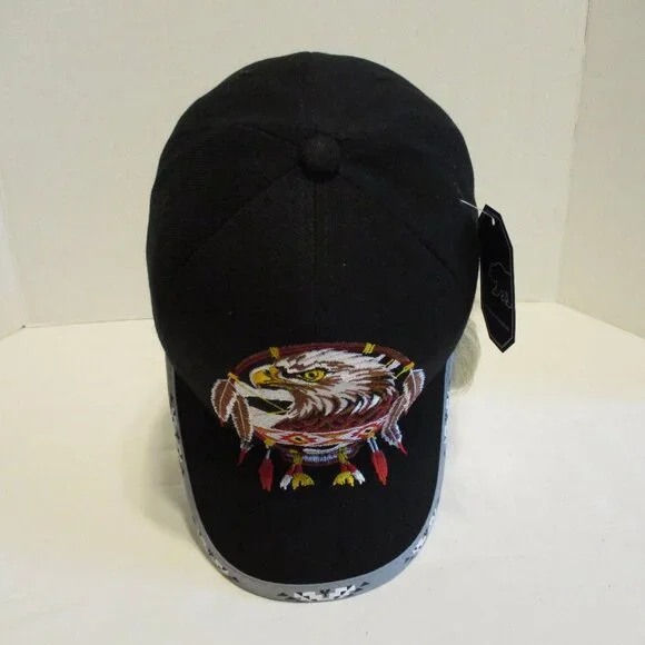 Eagle Feathers NEW Vintage 1997 Big Bear Black White Embroidered Snapback Hat - Picture 7 of 10